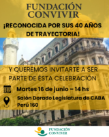 Fundación Convivir celebra 40 años de trayectoria con un Acto de Reconocimiento en la Legislatura porteña